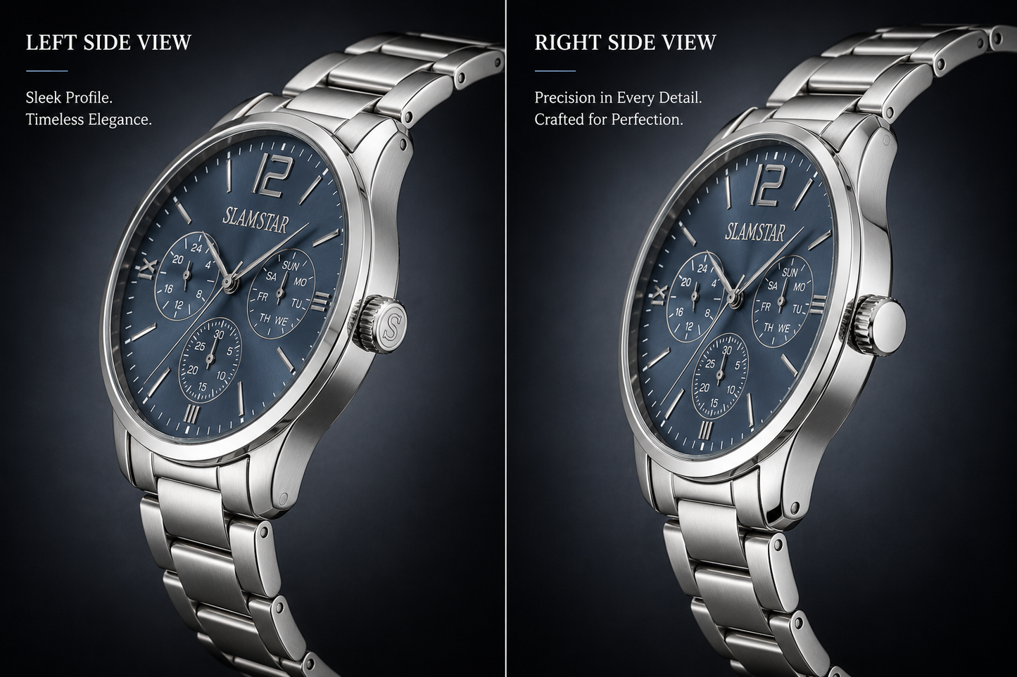 SLAMSTAR Blue Dial Multi-Function Watch