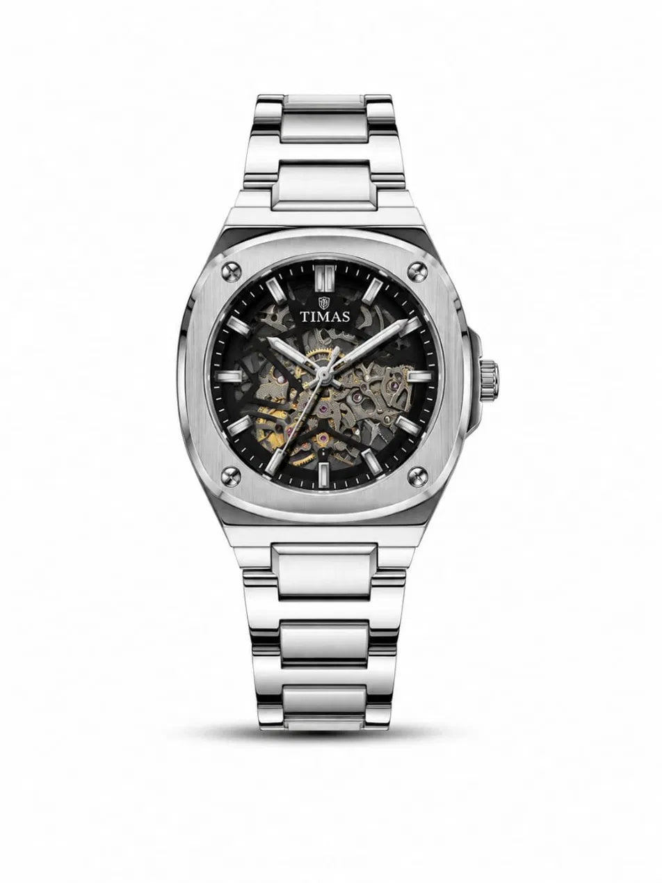 TIMAS Silver Cushion Skeleton Automatic