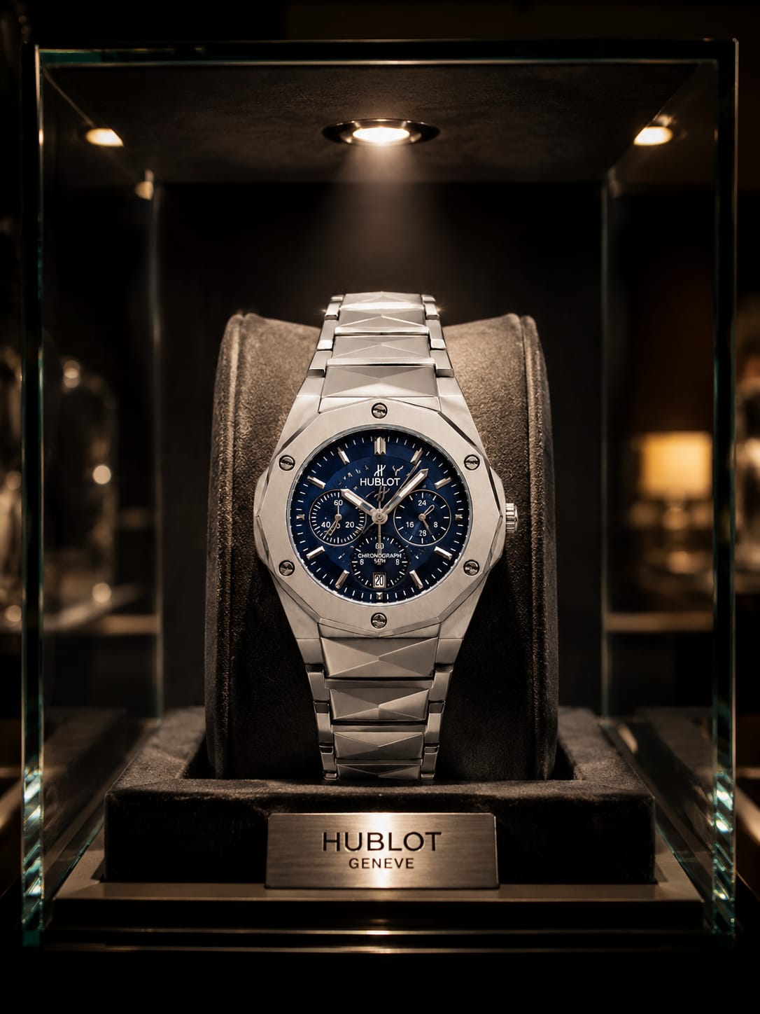 Luxury Blue Chronograph Steel Watch