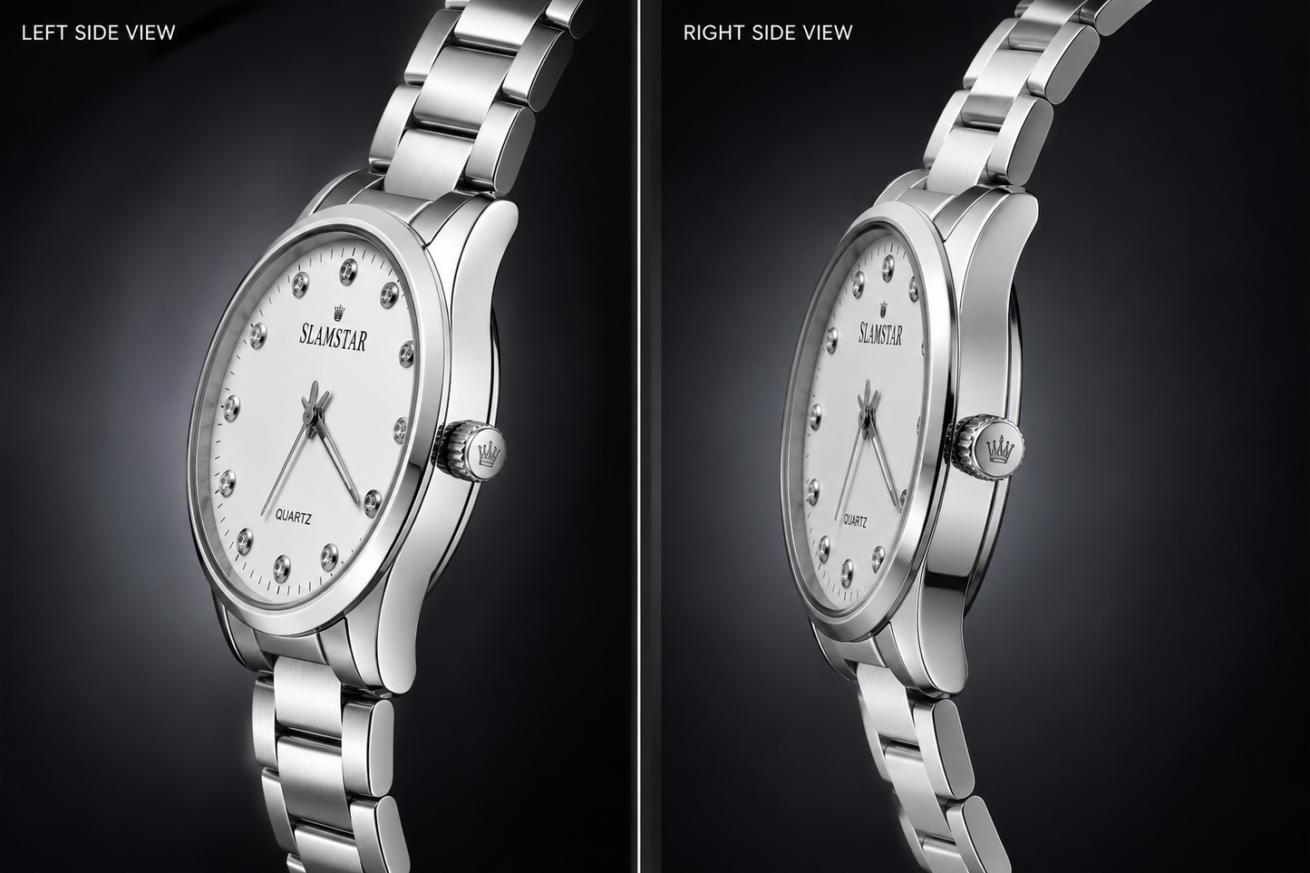 SLAMSTAR White Dial Crystal Watch