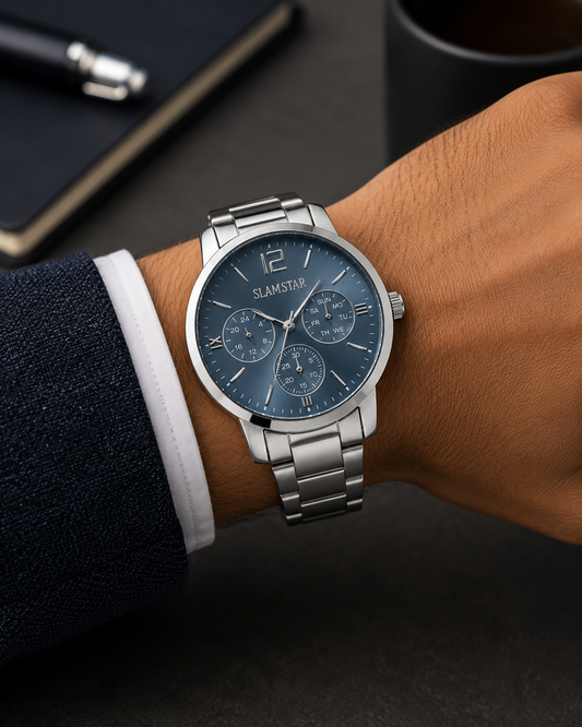 SLAMSTAR Blue Dial Multi-Function Watch