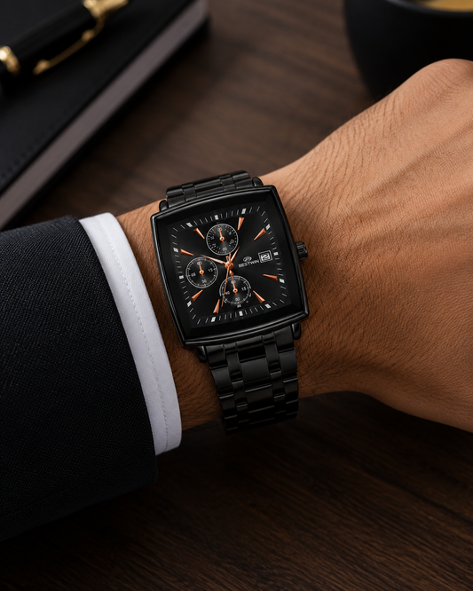 BESTWIN Black Square Chronograph