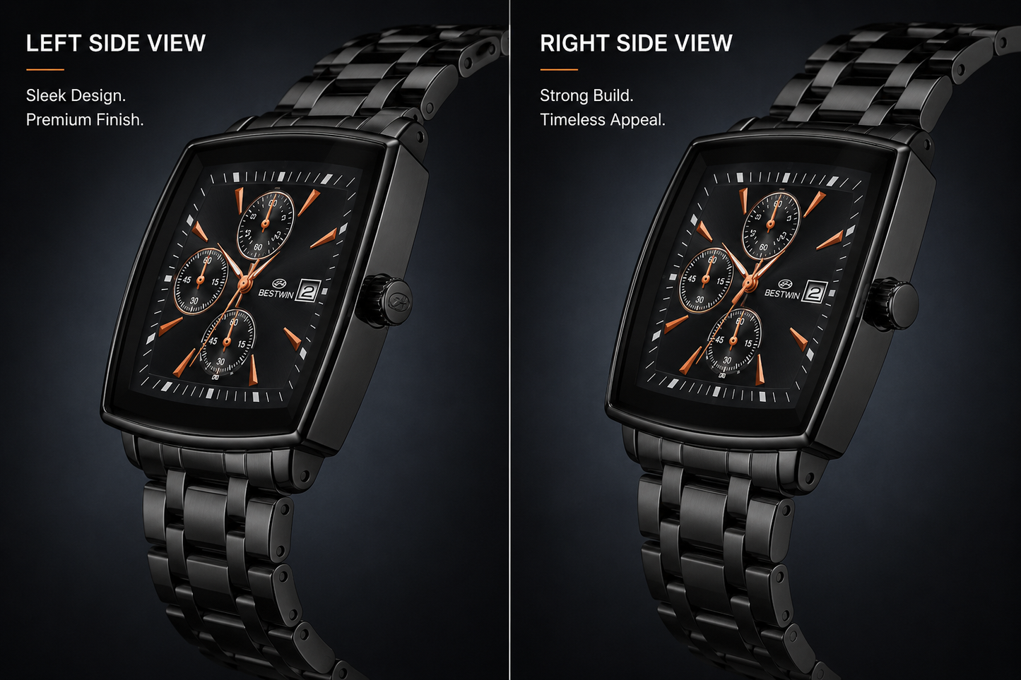 BESTWIN Black Square Chronograph