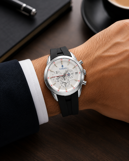 TIMAS White Chronograph Sports Watch
