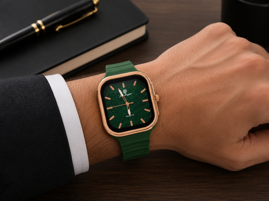 Emerald Green Square Dial Watch