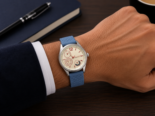 Ivory Multi-Dial Blue Strap Watch