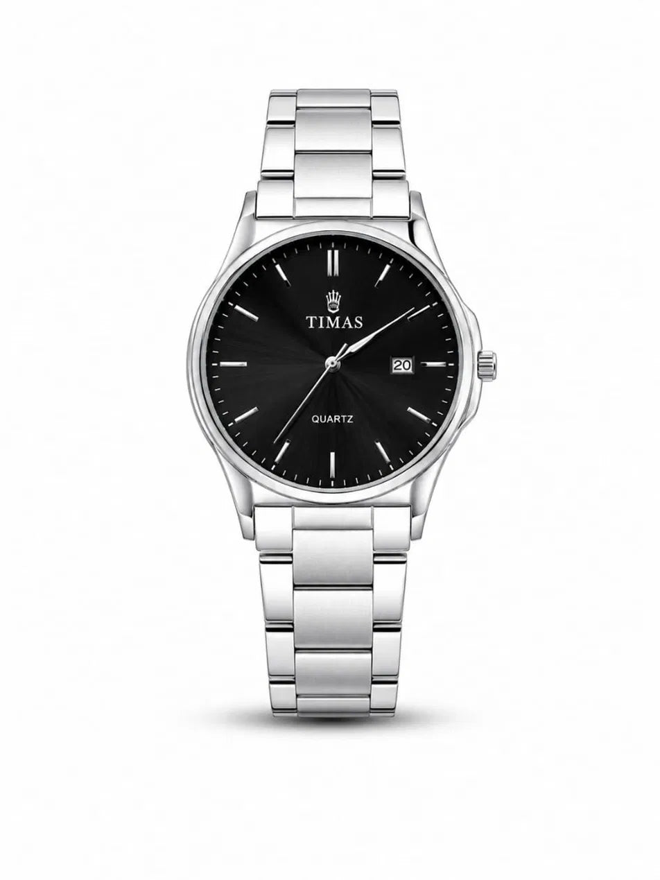 TIMAS Black Dial Steel Watch