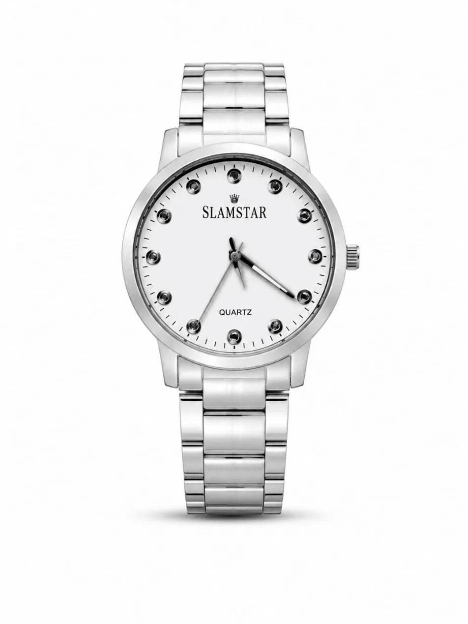 SLAMSTAR White Dial Crystal Watch
