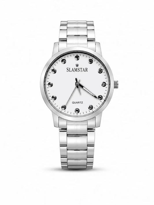 SLAMSTAR White Dial Crystal Watch