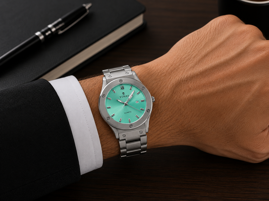 TIMAS Mint Green Dial Steel Watch