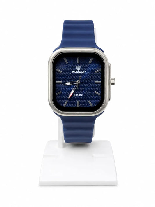 Luxury Square Silicone Strap Quartz Watch – Blue