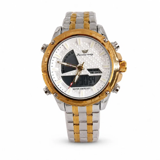 Stainless Steel Men’s Watch – Two-Tone Gold & Silver