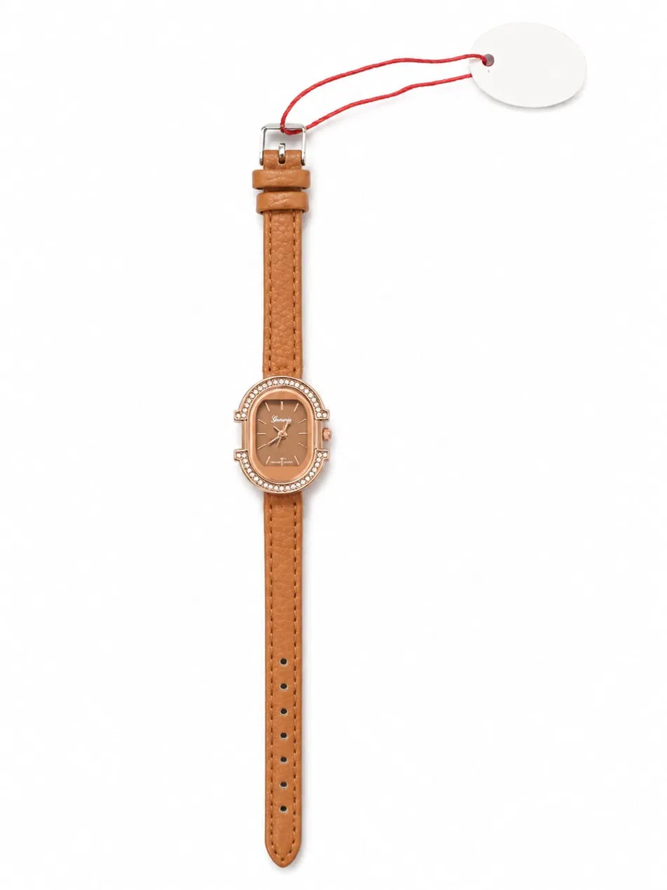 Rose Gold Crystal Bezel Watch