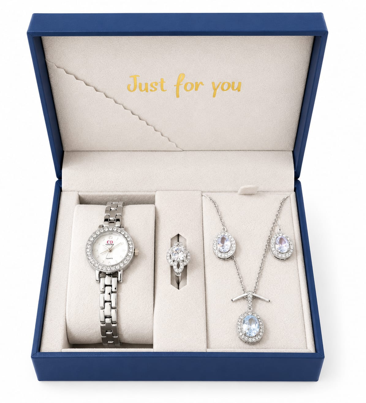 Elegant Silver Watch & Jewelry Gift Set