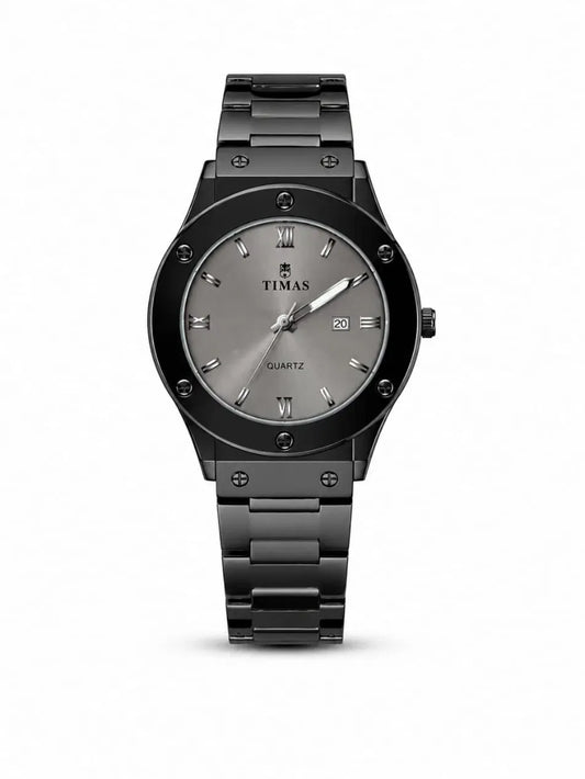 TIMAS Grey Dial Black Bezel Watch – Quartz