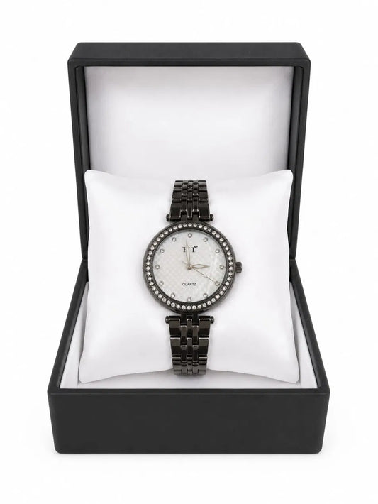 FT Forever Times Black Crystal Bezel Watch